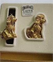 TWO Estee Lauder Poodle perfume compacts with
