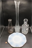 1940s Sparrow Farm Milk Bottle, Swung Glass Vase++