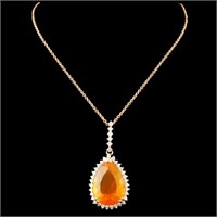 14K Gold Pendant with 7.55ct Opal & 0.59ctw Diam