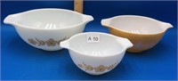 Vintage Butterfly Gold Pyrex Cinderella Bowls