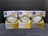 (3) GE Soft White 100w G40 Decorative Bulbs