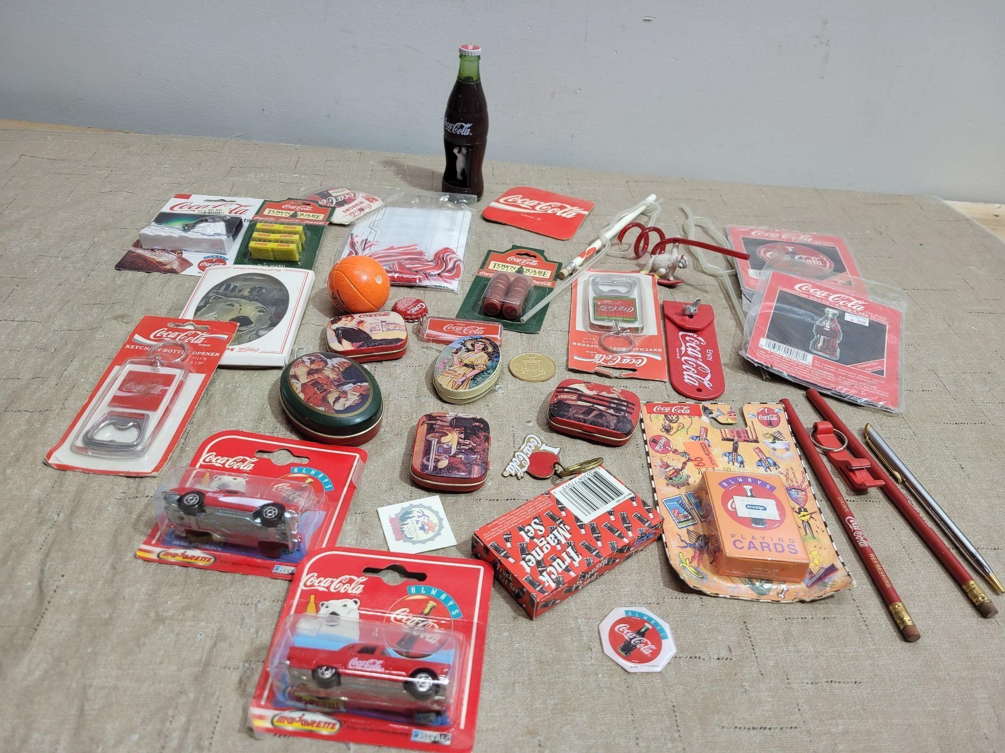 Coca-Cola Memorabilia Tins, Cars, Keyrings, More