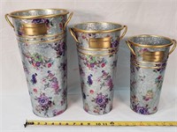 3- MacKenzie Childs Tin Vases 11", 13", 15"
