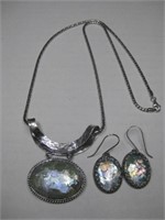 Israel SS Necklace & Earring Set - Hallmarked