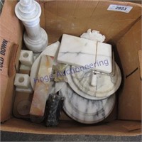 Assorted marble--vase, cheese cutter, asst rounds,