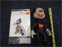 MICKEY MOUSE SQUEAKY TOY & 1950'S APPLIQUES