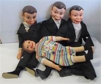 (4) Vintage plastic ventriloquist dolls: Three