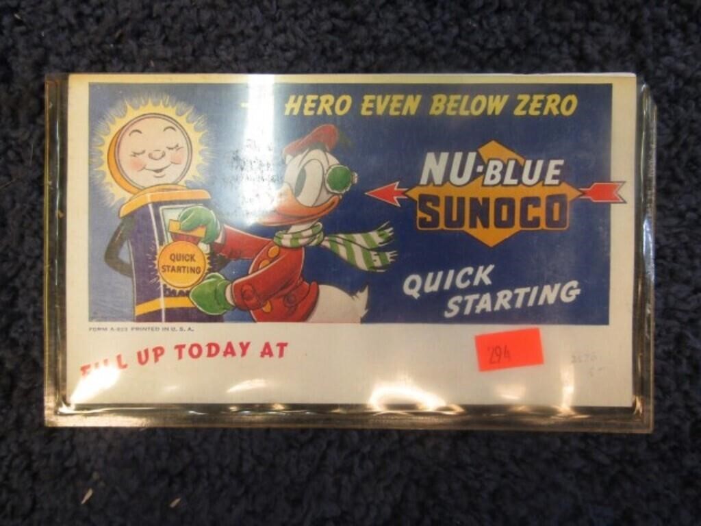 SUNOCO NU-BLUE AD CARD W/ DONALD DUCK