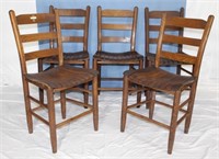 Five Oak Slat Bottom Chairs 5X