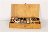 COLLECTION OF EMBROIDERY FLOSS IN WOODEN CASE