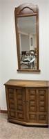 Side table, mirror (in basement)