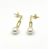 STERLING SILVER GOLD PLATED FRESHWATER PEARL