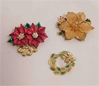 3 Vintage Christmas Pins