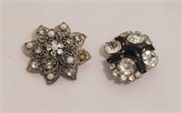 2 Vintage Beaded Pins & 1 Set of Earrings