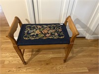 Needlepoint End of Bed Seat. 25.5 x 14 x 22