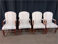 4 UPHOLSTERED ROLL AROUND ARMCHAIRS