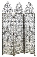 FRENCH SCROLLED WROUGHT IRON 3 PANEL SCREEN