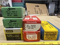 5 boxes of 45 cal & 1box 50 cal reloading bullets