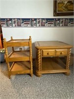 2 Wooden End Tables with Rope Detailing