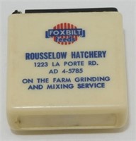 Vintage Fox Bilt Seeds Rousselow Hatchery Tape