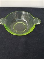 6-in vintage vaseline glass Bowl