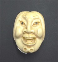 Antique Japanese carved ivory grinning netsuke