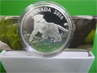 2014 R C M $100.00 .9999 Silver Coin Cougar