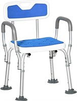HOMCOM Adjustable Shower Chair with Arms and Back,