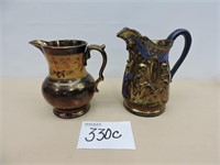 Two Antique Lusteware Small Pitchers