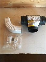 2-5/8” eaves trough elbow and plastic T 3-1/2”