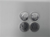 (4) 1 ozt silver rounds .999