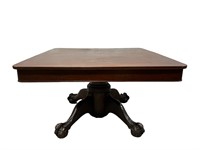 Antique Clawfoot Pedestal Dining Table