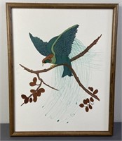 Pheasant Acrylic Painting in Frame Signed