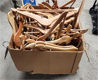 Box lot of wooden hangers