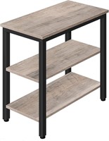 Rustic Side Table with 3-Tier Storage Shelf