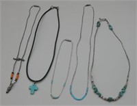 5 Southwestern Sterling Silver Necklaces