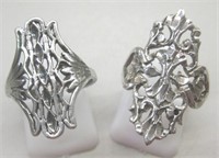 Lot of 2 Vintage Sterling Silver Rings