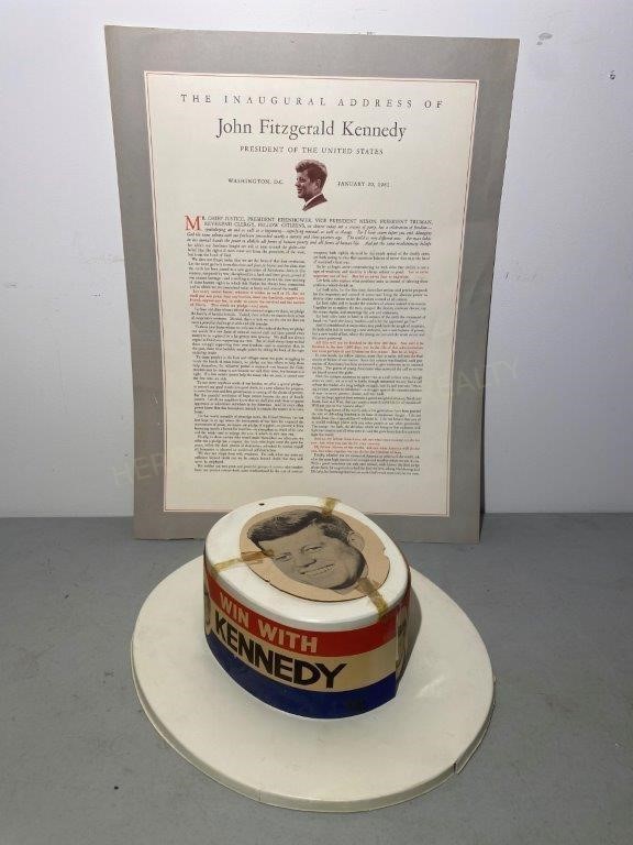 Win With Kennedy Hat & JFK Inaugural Address