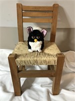 Child's Rush Bottom Chair & "Furbie"