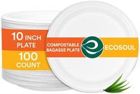 NEW $38 10" Round Compostable Plates 100pk