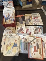 Box of vintage clothing patterns