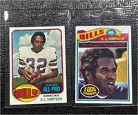 (2) 1970's OJ Simpson Football Cards
