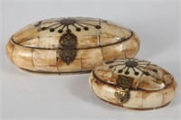 (2) BONE COVERED TRINKET BOXES