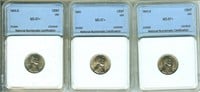 1943 PDS Cent NNC MS67+ 3 PC LOT