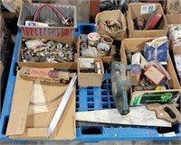PALLET OF FASTENERS, HARDWARE, AND TOOLS
