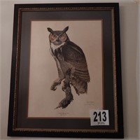 RAY HARM "GREAT HORNED OWL" SIGNED BY ARTIST