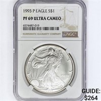 1993-P American Silver Eagle NGC PF69 UC