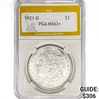 1921-D Morgan Silver Dollar PGA MS63+