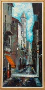 Rafael Cityscape Oil on Canvas, 1973