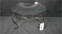 METAL STAND WITH LARGE GLASS BOWL
